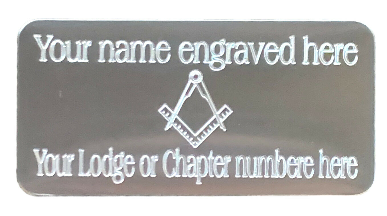 Personalised 60 mm x 35 mm Gold Masonic Keystone Arch Case Name Plate MP19 